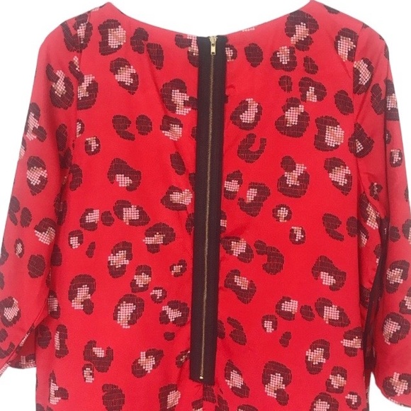 THE LIMITED Red Animal Print 3/4 Sleeve Shift Dress size L - Picture 6 of 14